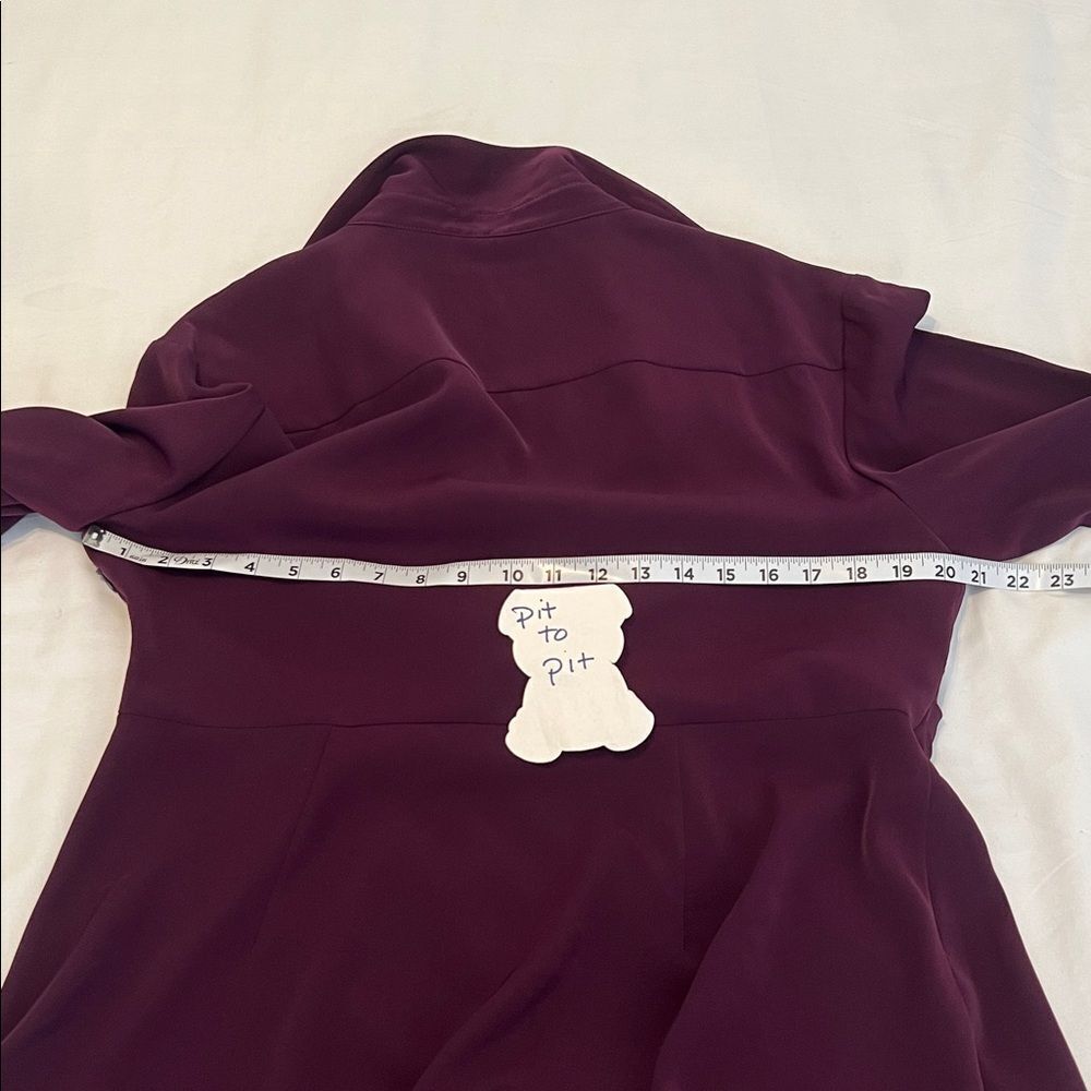 DKNY purple dress szM pleated long sleeves with cuffs faux wrap front EUC - Picture 13 of 17
